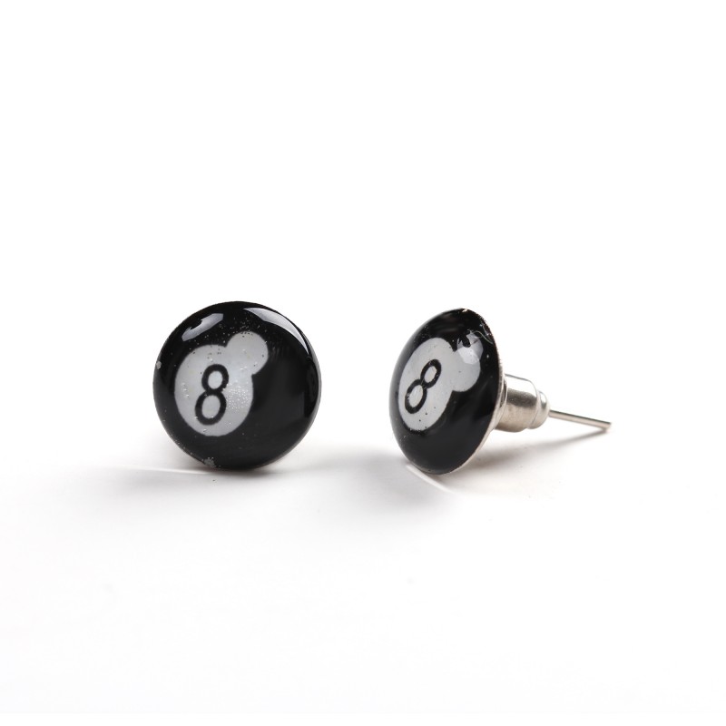 Black Magic 8-Ball Stainless Steel Unisex Stud Earrings