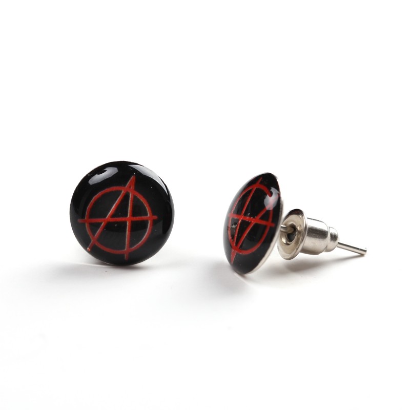 Anarchy Sign Stainless Steel Unisex Stud Earrings