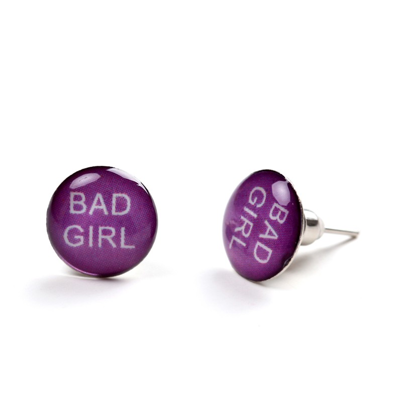 Bad Girl Stainless Steel Purple Unisex Stud Earrings