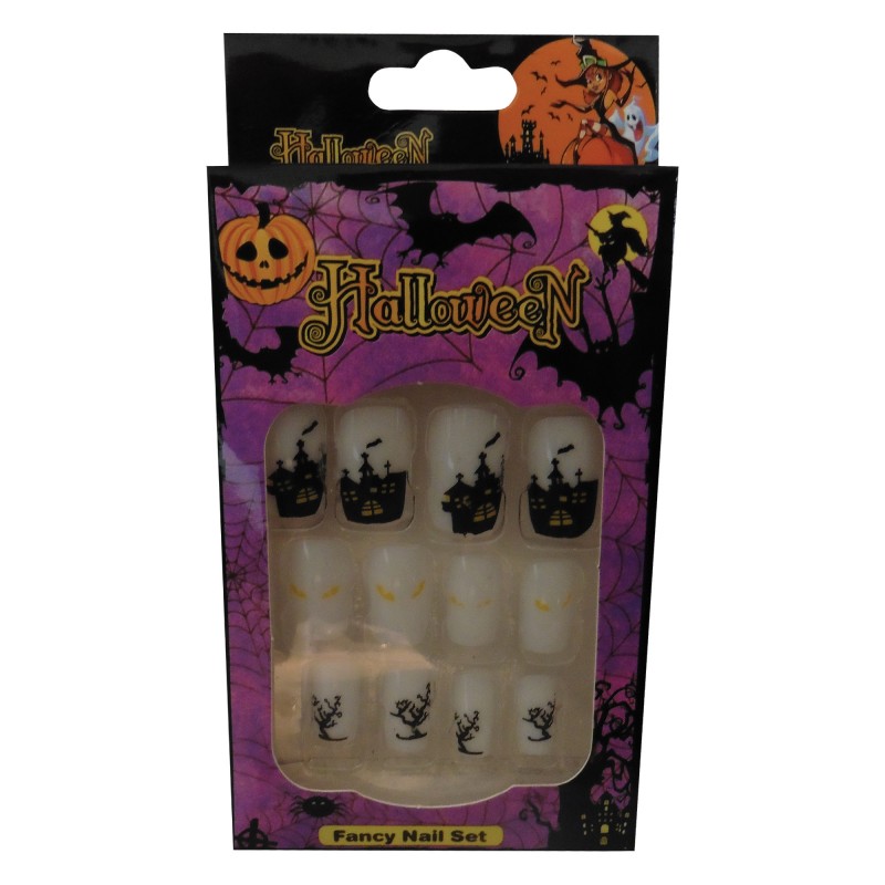 12 Halloween Themed Fake Nails with Glue (HN11)