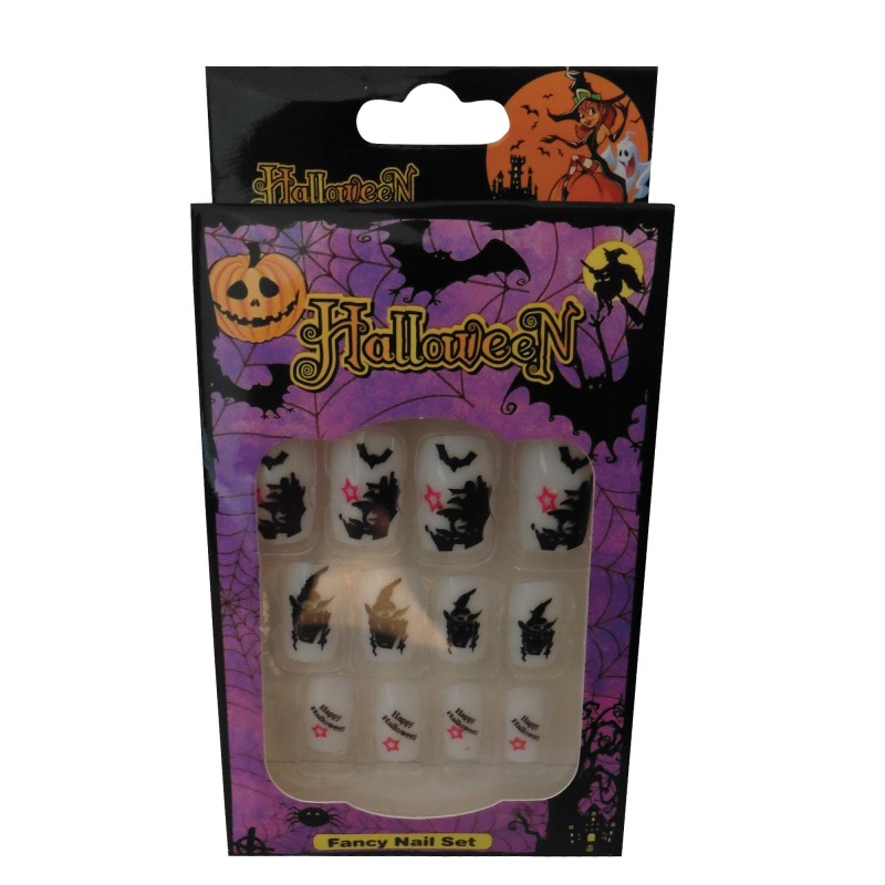 12 Halloween Themed Fake Nails with Glue (HN4)