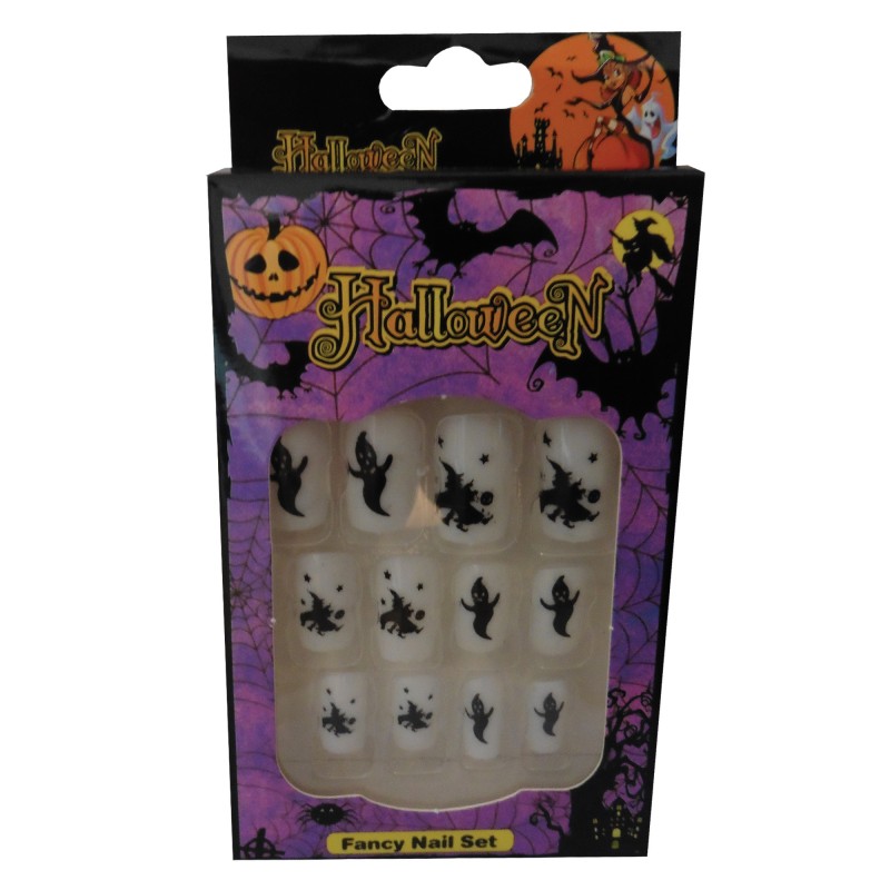 12 Halloween Themed Fake Nails with Glue (HN8)