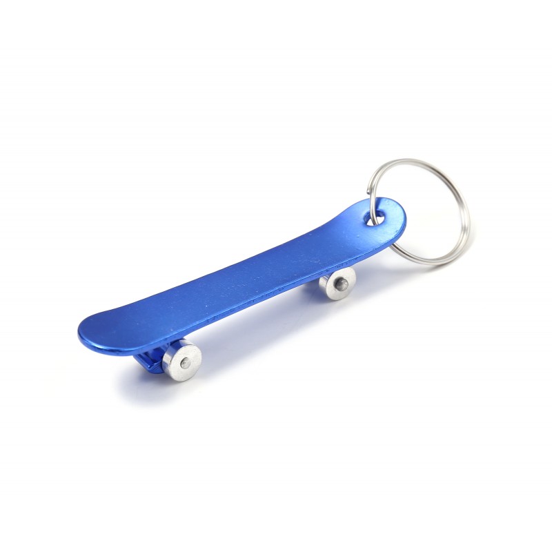 Skateboard Blue Metal Keyring