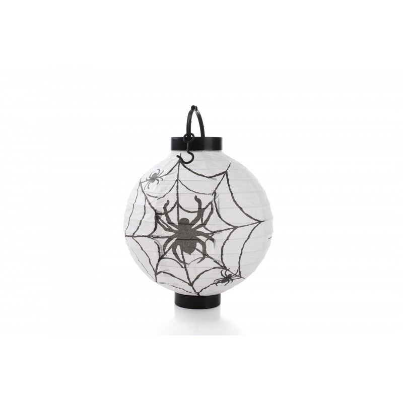Halloween LED Spider Web White Light Up Hanging Portable Paper Lantern