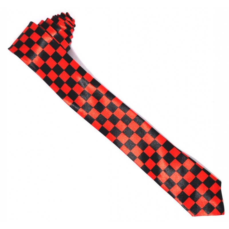 Mens Black and Red Checkered Neck Tie (Ti37)