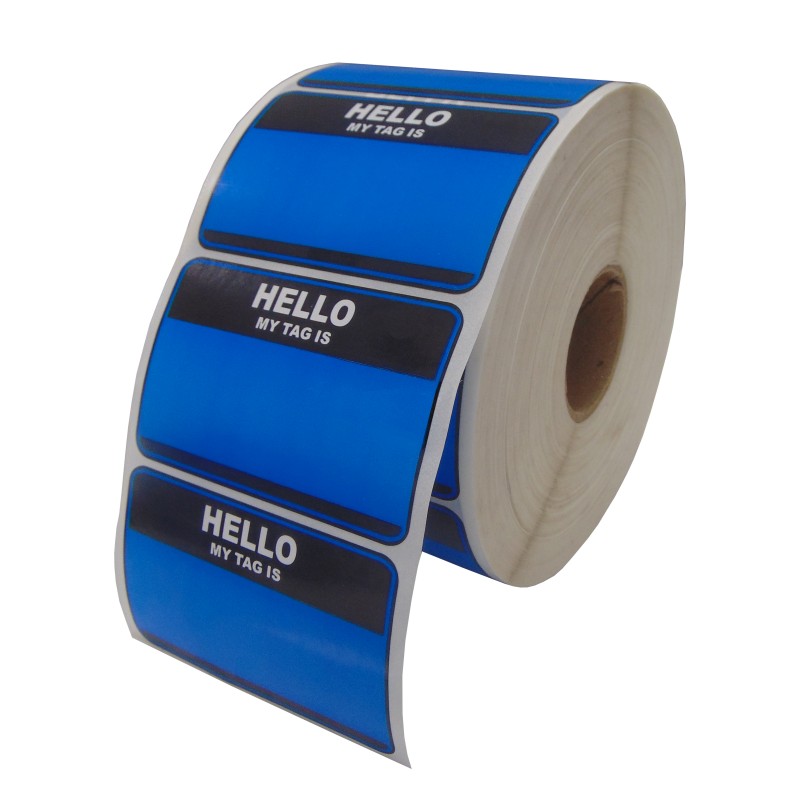 Hello My Tag Is Blue Stickers Slap Ups (8.5cm x 5.5cm) (Pack Of 200)