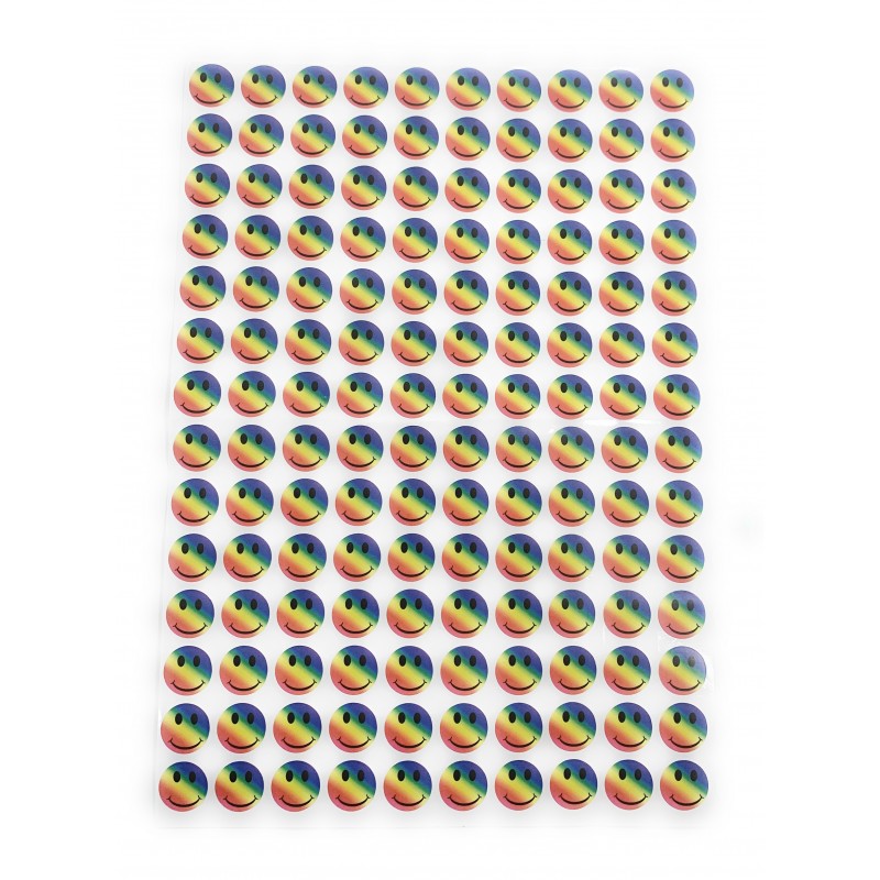Emoji Rainbow Multi Colour Smiley Face Adhesive Sticker Decals (Pack Of 210)