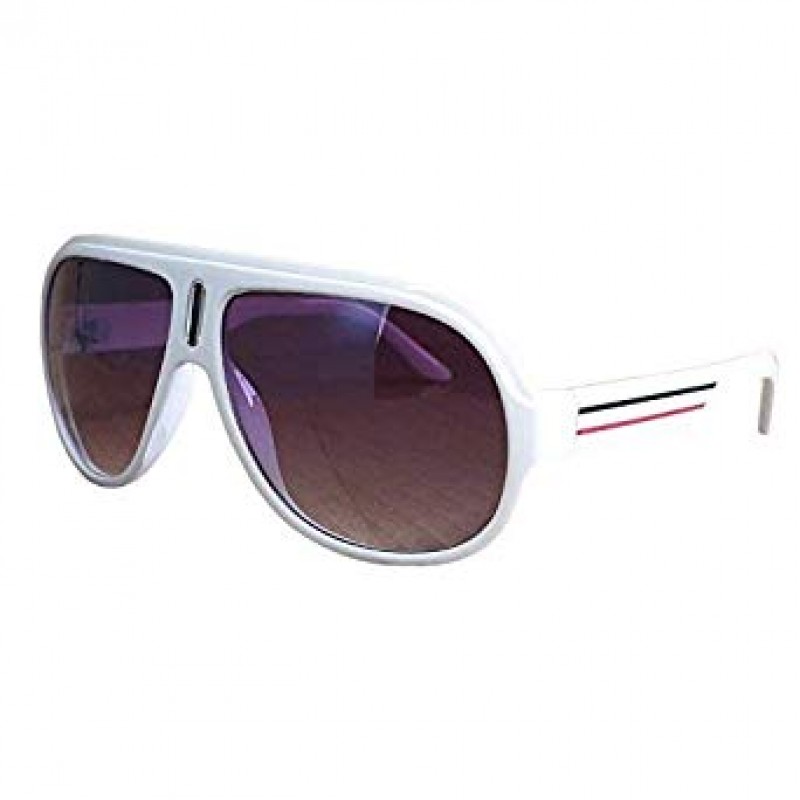 White Thick Frame Billionnaire Flight Style Sunglasses