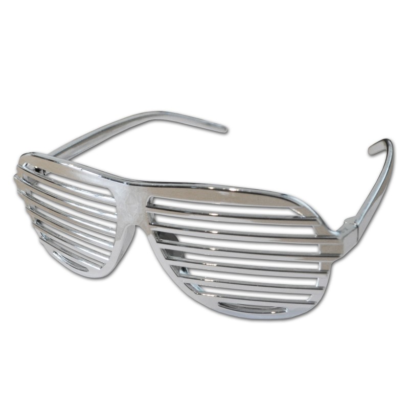 Silver Shutter Shades Fun Novelty Plastic Party Sunglasses